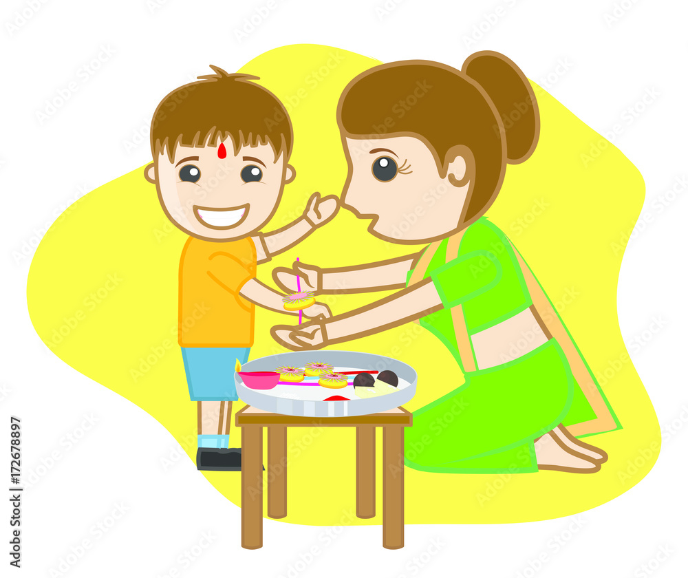 Celebrating Bhai Dooj � Cartoon Characters Vector Celebrating Bhai Dooj � Cartoon Characters Vector