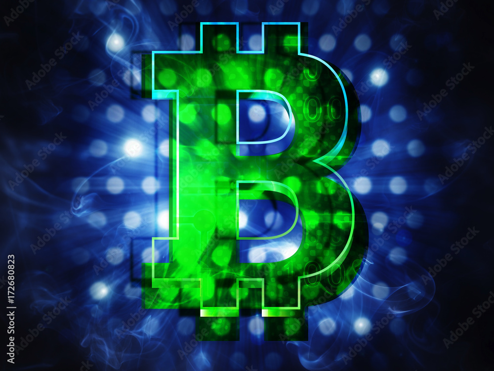 Bitcoin on a abstract digital Bitcoin on a abstract digital