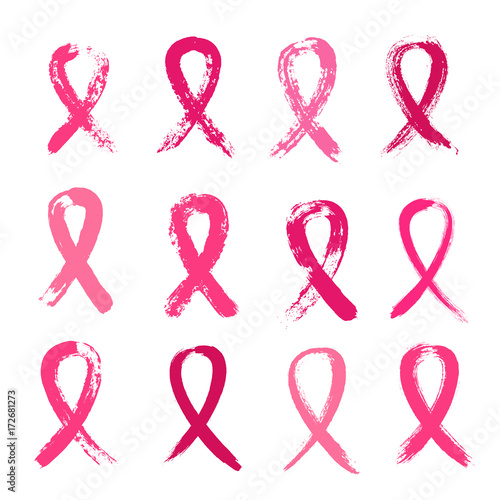 Photo Pink Ribbons Brush Set Breast Cancer Awareness