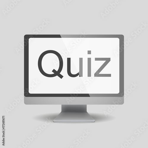 Quiz on computer. realistic monitor