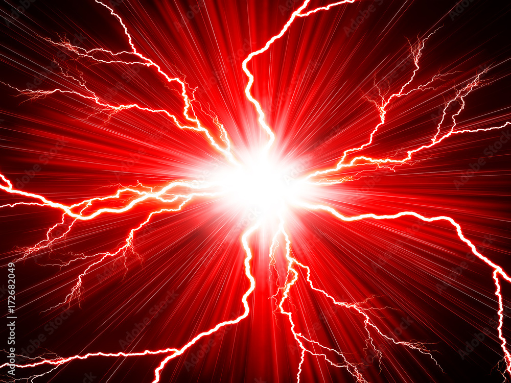 konjugat Reklame Fortolke Electric flash of lightning on a red background Stock Illustration | Adobe  Stock