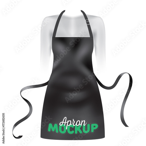 Beautiful, realistic white apron (kitchen or waiter apron) mockup (template) for your design. Vector illustration