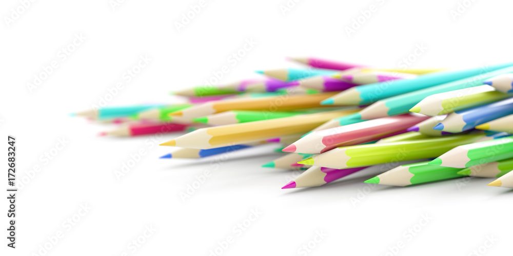 Fototapeta premium Infinite pencils background, education and creativity theme, original 3d rendering