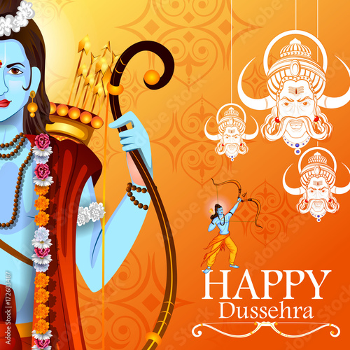 Happy Dussehra background showing festival of India