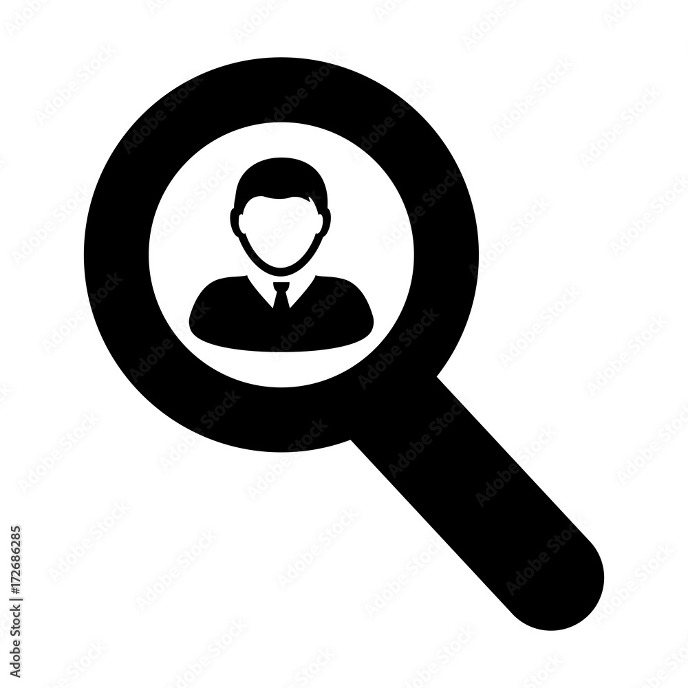 Search Icon Person Vector Male Symbol for User Profile Avatar With Magnifying Glass for find in Glyph Pictogram illustration Search Icon Person Vector Male Symbol for User Profile Avatar With Magnifying Glass for find in Glyph Pictogram illustration