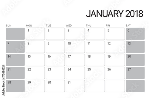 Wallpaper Mural January 2018 desk calendar vector illustration Torontodigital.ca