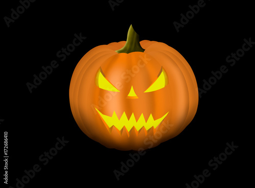 3D rendering Scary Jack O Lantern halloween pumpkin