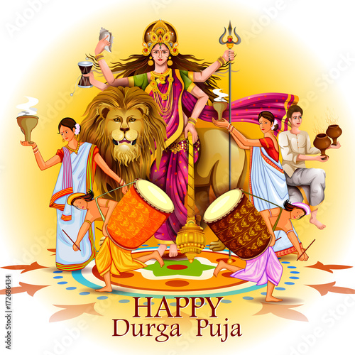 Happy Durga Puja India festival holiday background