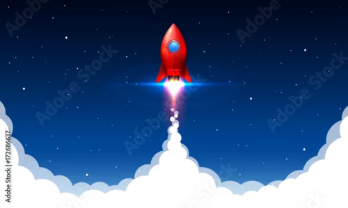 Obraz Wystrzelenie rakiety kosmicznej w kreatywność. Ilustracji wektorowych