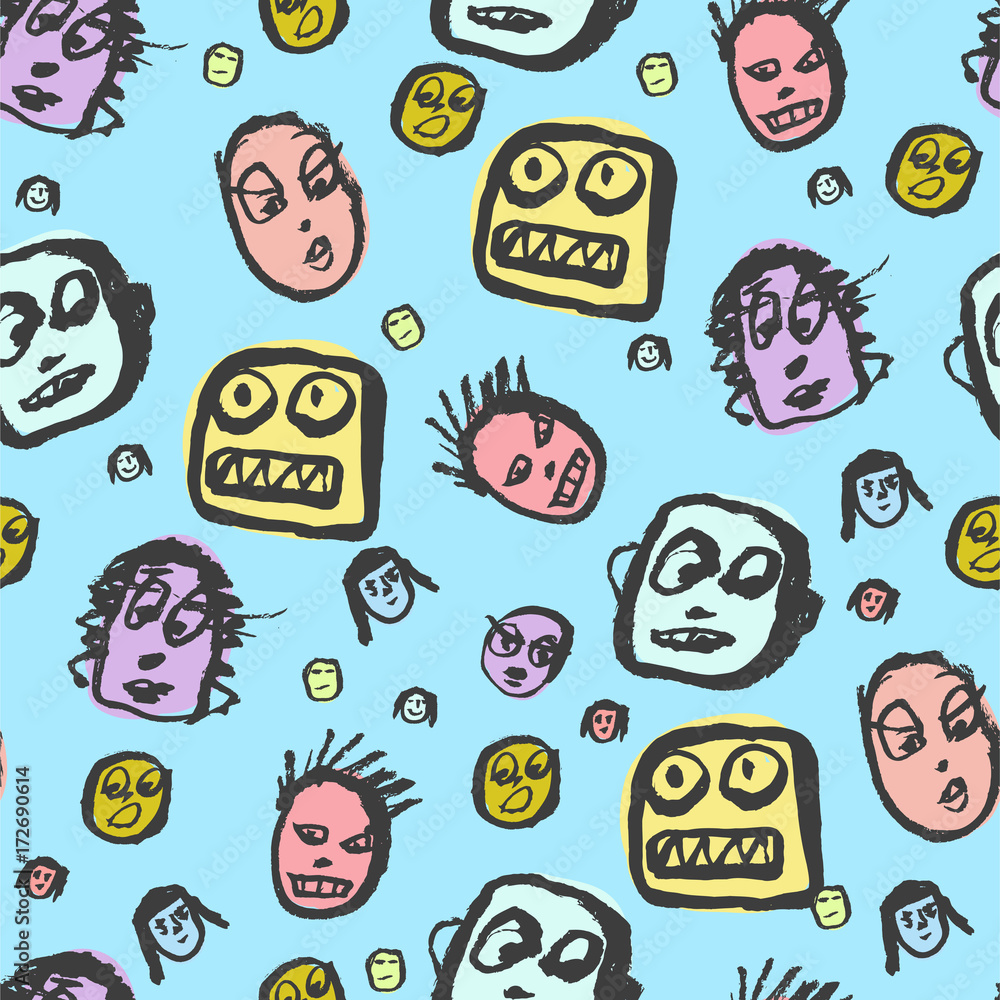 Doodles faces pattern Doodles faces pattern