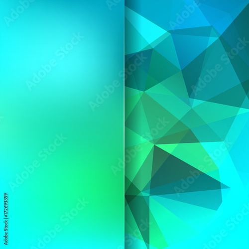 Polygonal vector background. Blur background. Can be used in cover design, book design, website background. Vector illustration. Blue, green colors.