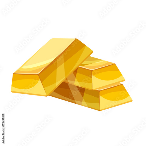 Gold bar icon. Cartoon style, illustration, vector icon for web, games, applications