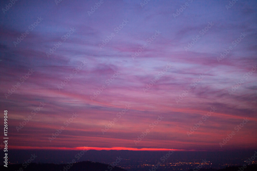 Sunset sky background - pink and blue sky