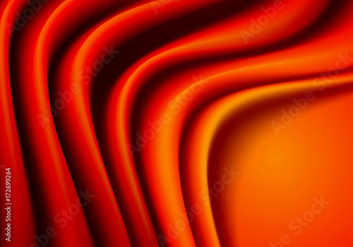 Abstract red fabric satin wave with blank space detail luxury background texture vector illustration.