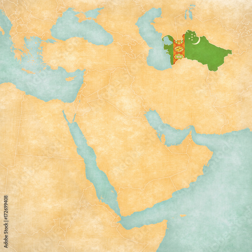 Canvas Print Map of Middle East - Turkmenistan