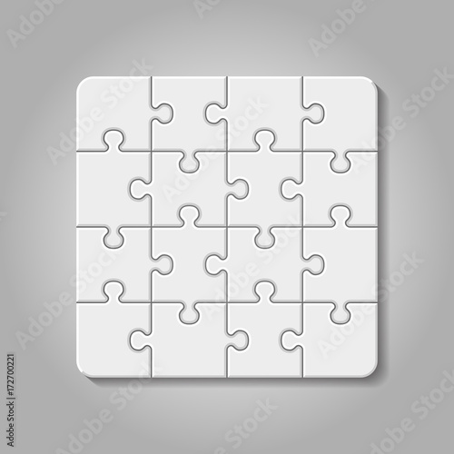 vector illustration of white puzzle made of little pieces 