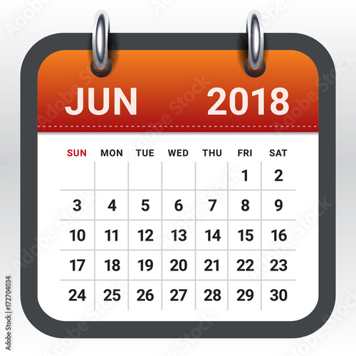 June 2018 calendar vector illustration