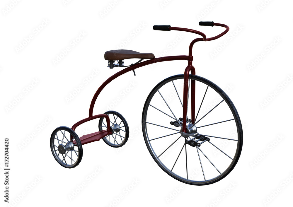 Fototapeta premium 3D Rendering Retro Tricycle on White