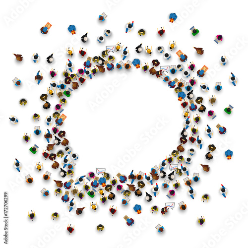 A group of people shaped as a chat icon, isolated on white background. Vector illustration