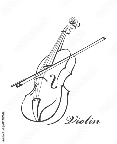 abstract monochrome illustration of violin