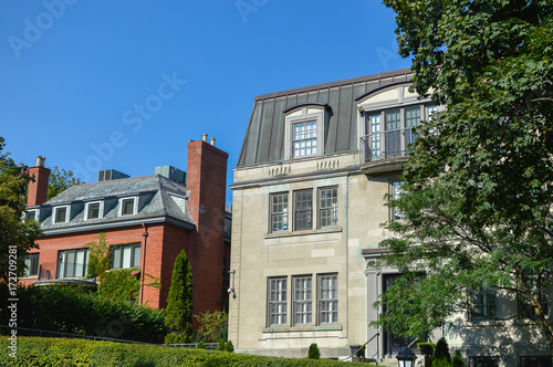 Expensive old house with huge windows in Montreal downtown, Canada. © bakerjarvis