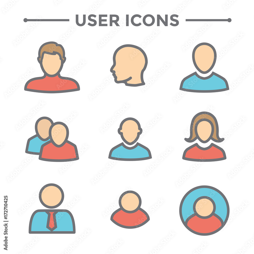 User Icon Set with Man, Woman, & Multiple People User Icon Set with Man, Woman, & Multiple People
