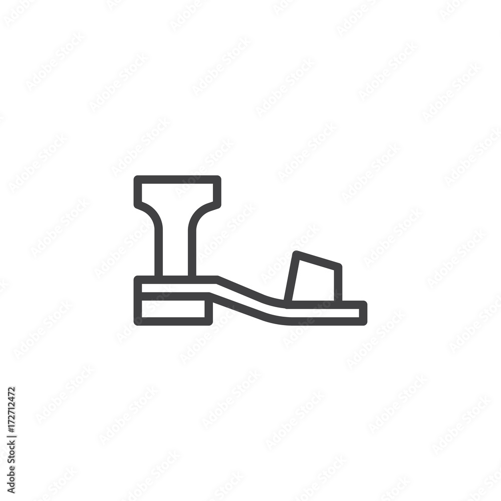 Sandal line icon, outline vector sign, linear style pictogram isolated on white. Symbol, logo illustration. Editable stroke Sandal line icon, outline vector sign, linear style pictogram isolated on white. Symbol, logo illustration. Editable stroke