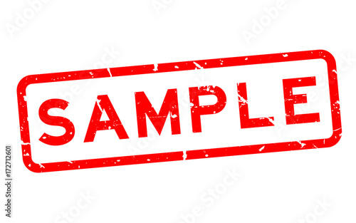 Grunge red sample word square rubber seal stamp on white background