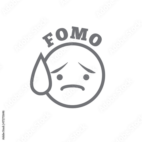FOMO Icon - Fear of Missing Out Trendy Modern Acronym - Social Media