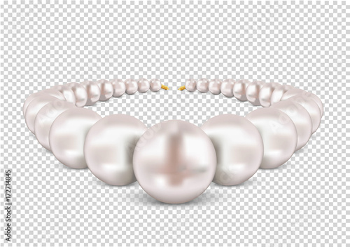 Round Pearls Necklace on transparent background