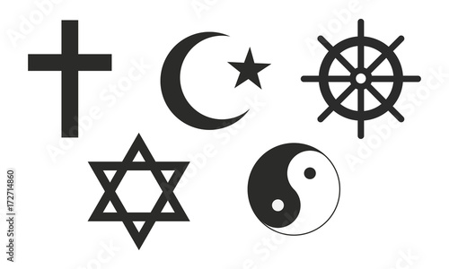 Religious symbols set. Religious icons