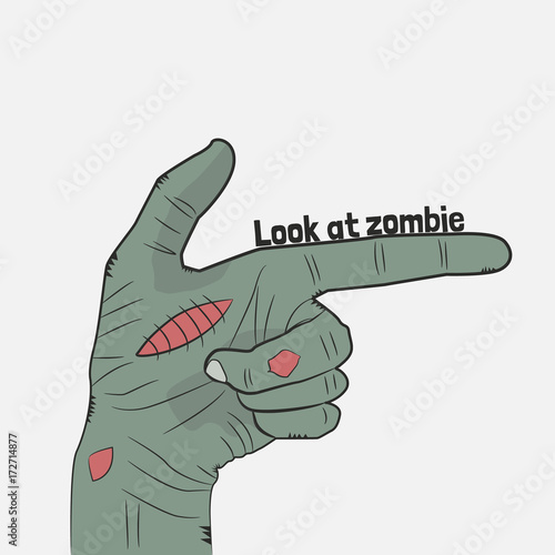 Zombie hand with pointing finger. Template