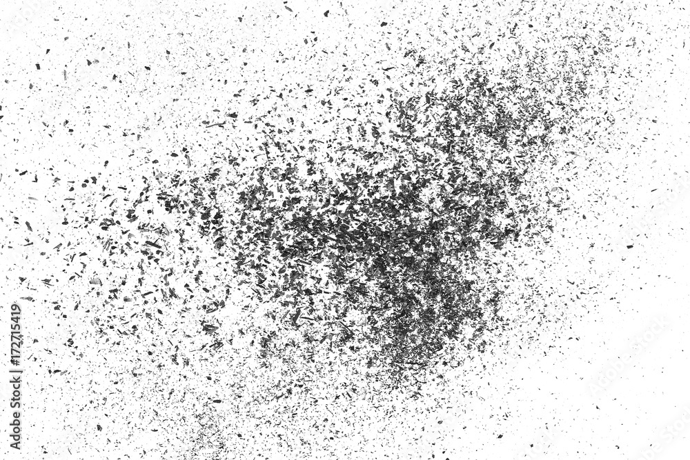 Black powder coal dust, isolated on white background