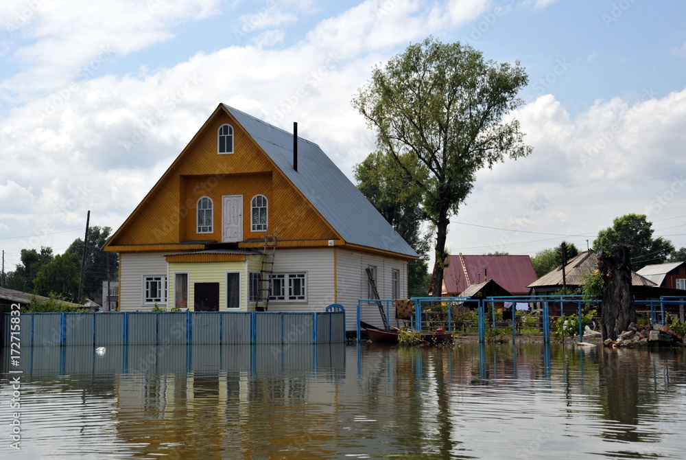 Flood. The river Ob, which emerged from the shores, flooded the outskirts of the city. Flood. The river Ob, which emerged from the shores, flooded the outskirts of the city.