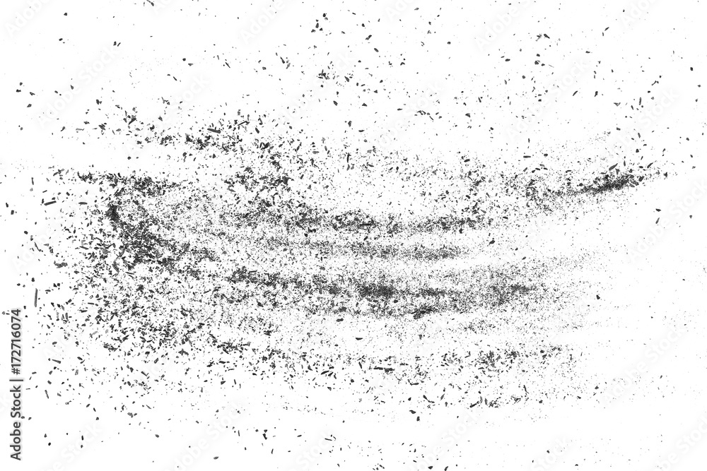 Fototapeta premium Black powder coal dust, isolated on white background