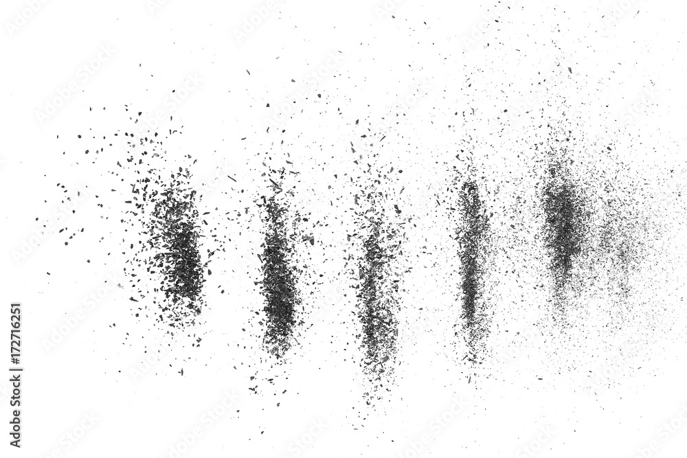 Black powder coal dust, isolated on white background Black powder coal dust, isolated on white background