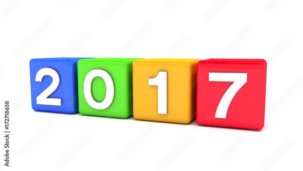 3d animation of colorful cubes with 2017 - 2018 over white background - represents the new year 2018. 3d animation of colorful cubes with 2017 - 2018 over white background - represents the new year 2018.