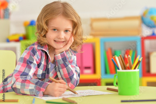 Cute little girl drawing