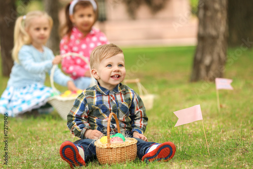 Cute little boy with basket...