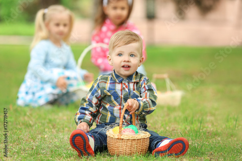 Cute little boy with basket...