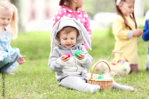Cute little boy with basket...