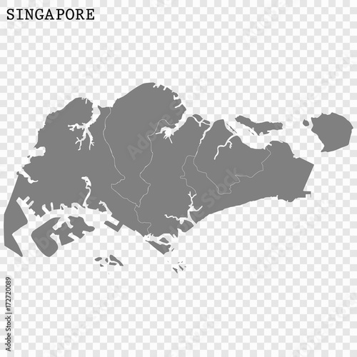 High quality map singapore with borders of regions photo