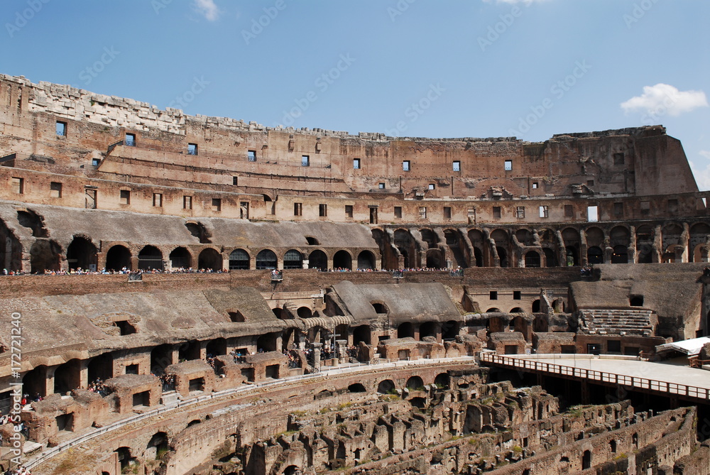 Ancient ruins of great roman amphitheater Colosseum, Rome, Italy