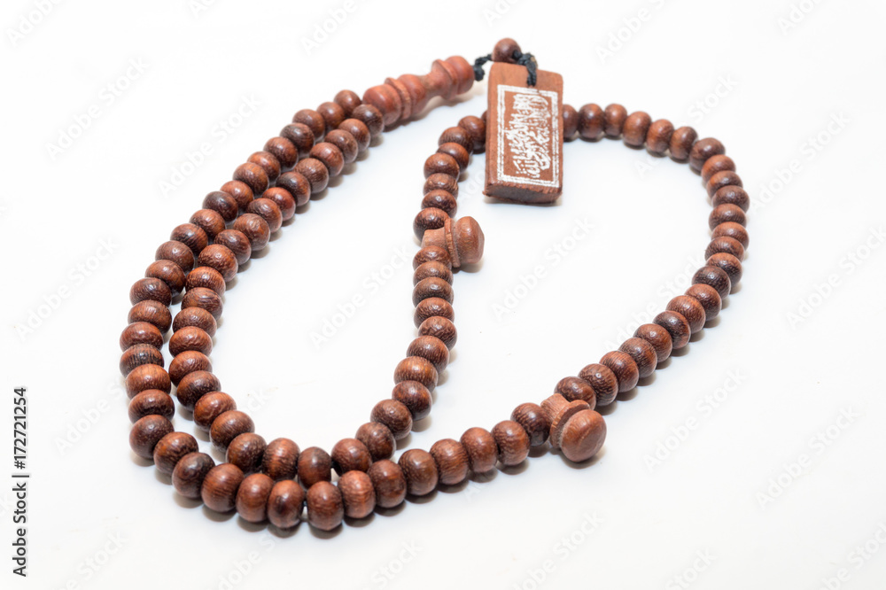 Obraz premium wood beads in white background
