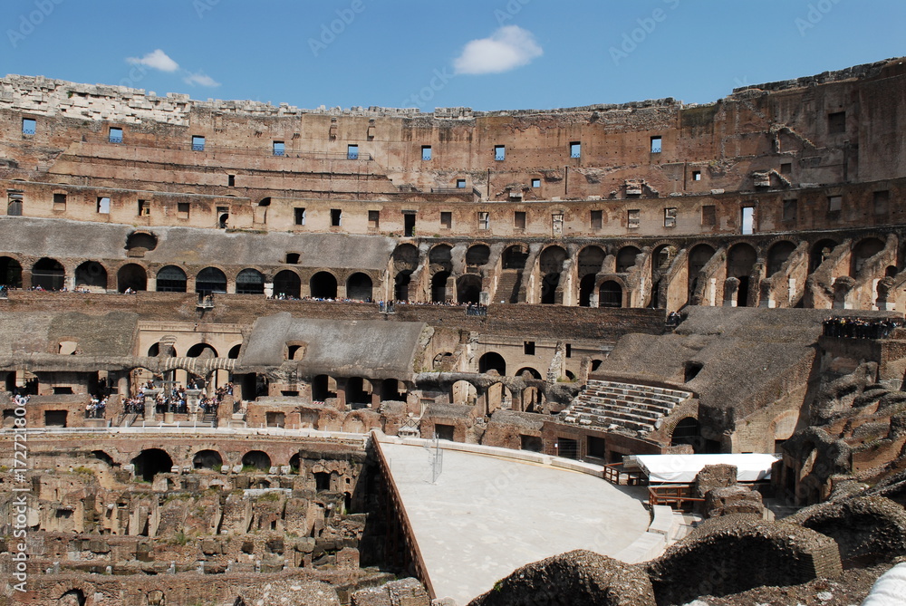 Ancient ruins of great roman amphitheater Colosseum, Rome, Italy
