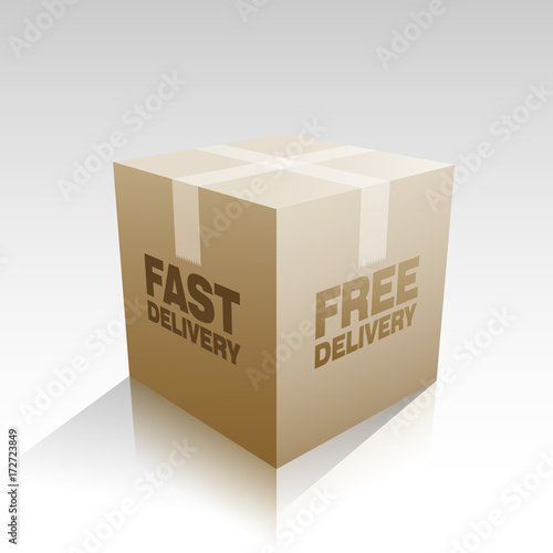 Fast free delivery parcel box vector illustration