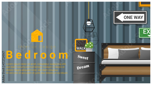 Interior design with Modern bedroom background , vector , illustration