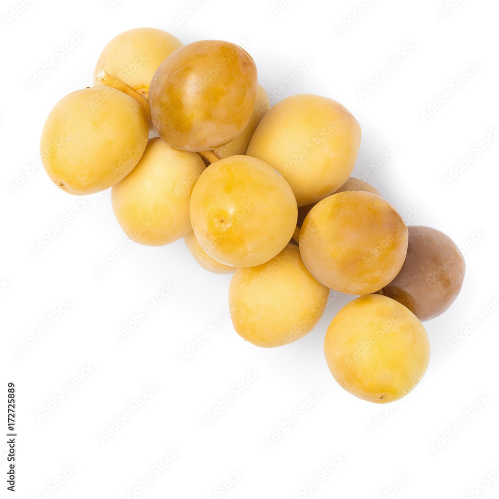 yellow raw dates isolated on white background yellow raw dates isolated on white background