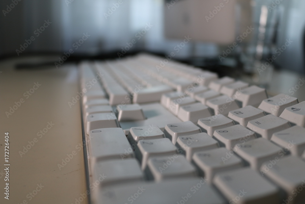 white computer keyboard on a table