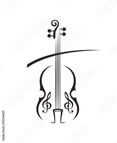 abstract monochrome illustration of violin